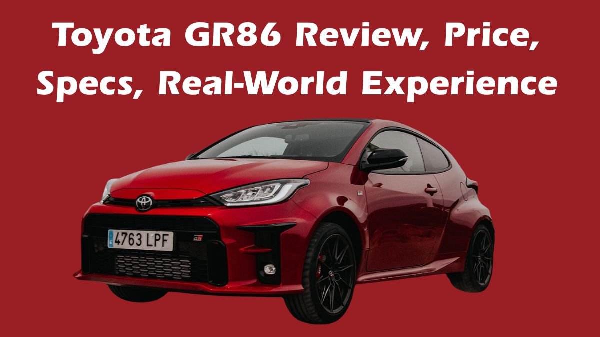 Toyota GR86 sports car driving on an open road in the USA