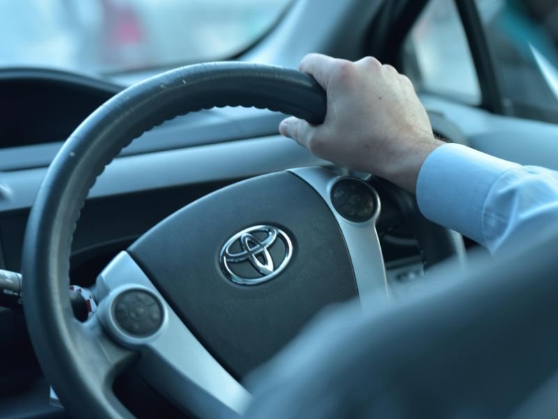 Toyota Prius hybrid driving in a US city environment