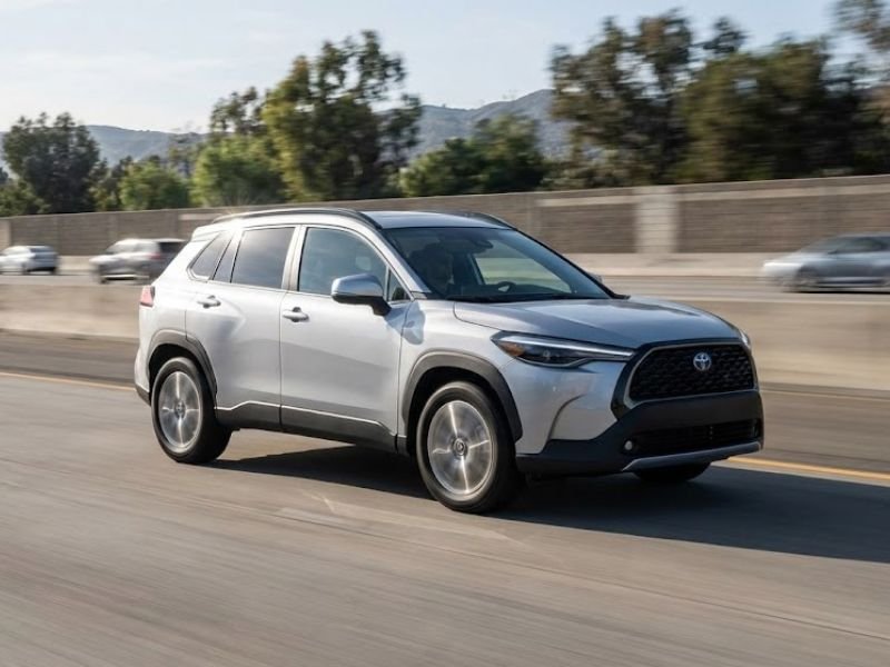 Toyota Corolla Cross Hybrid driving on a US highway