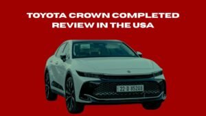 Toyota Crown hybrid sedan on a highway in the USA