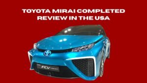 Toyota Mirai hydrogen fuel cell sedan driving on a USA highway