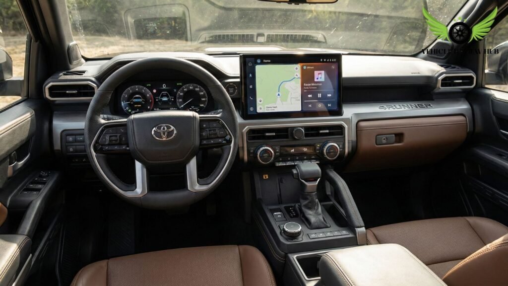 Toyota 4Runner 2026 interior cockpit showing dashboard infotainment screen digital instrument cluster and steering wheel