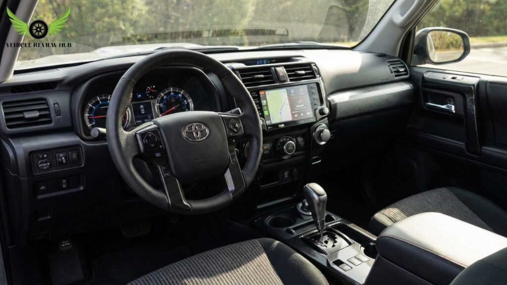 Toyota 4Runner dashboard and infotainment system close up showing interior design