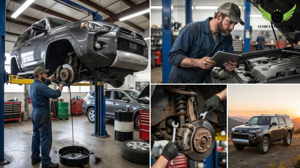 Toyota 4Runner oil change and brake inspection during routine maintenance in USA