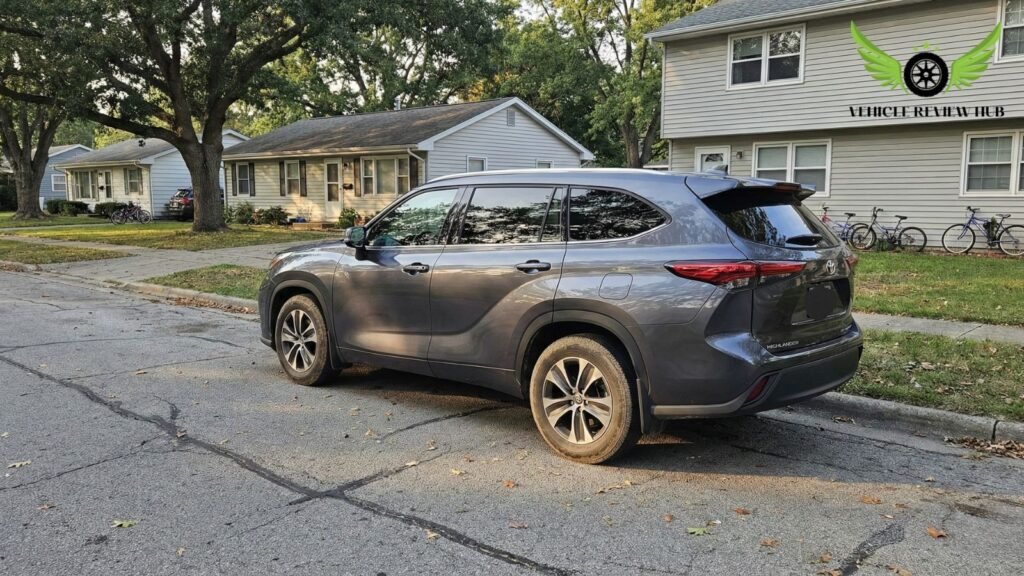 Toyota Highlander midsize SUV parked in a suburban area in the USA