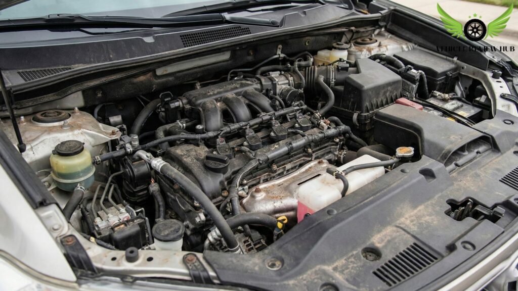 Toyota Highlander gas engine under the hood