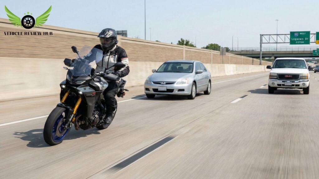 Yamaha Tracer 9 GT mid-range acceleration on highway