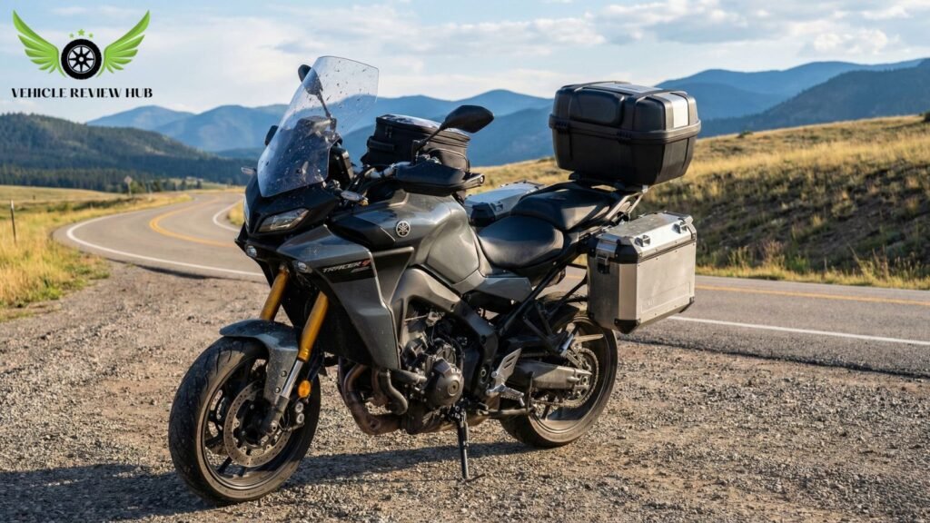 Yamaha Tracer 9 GT loaded for touring after high mileage riding