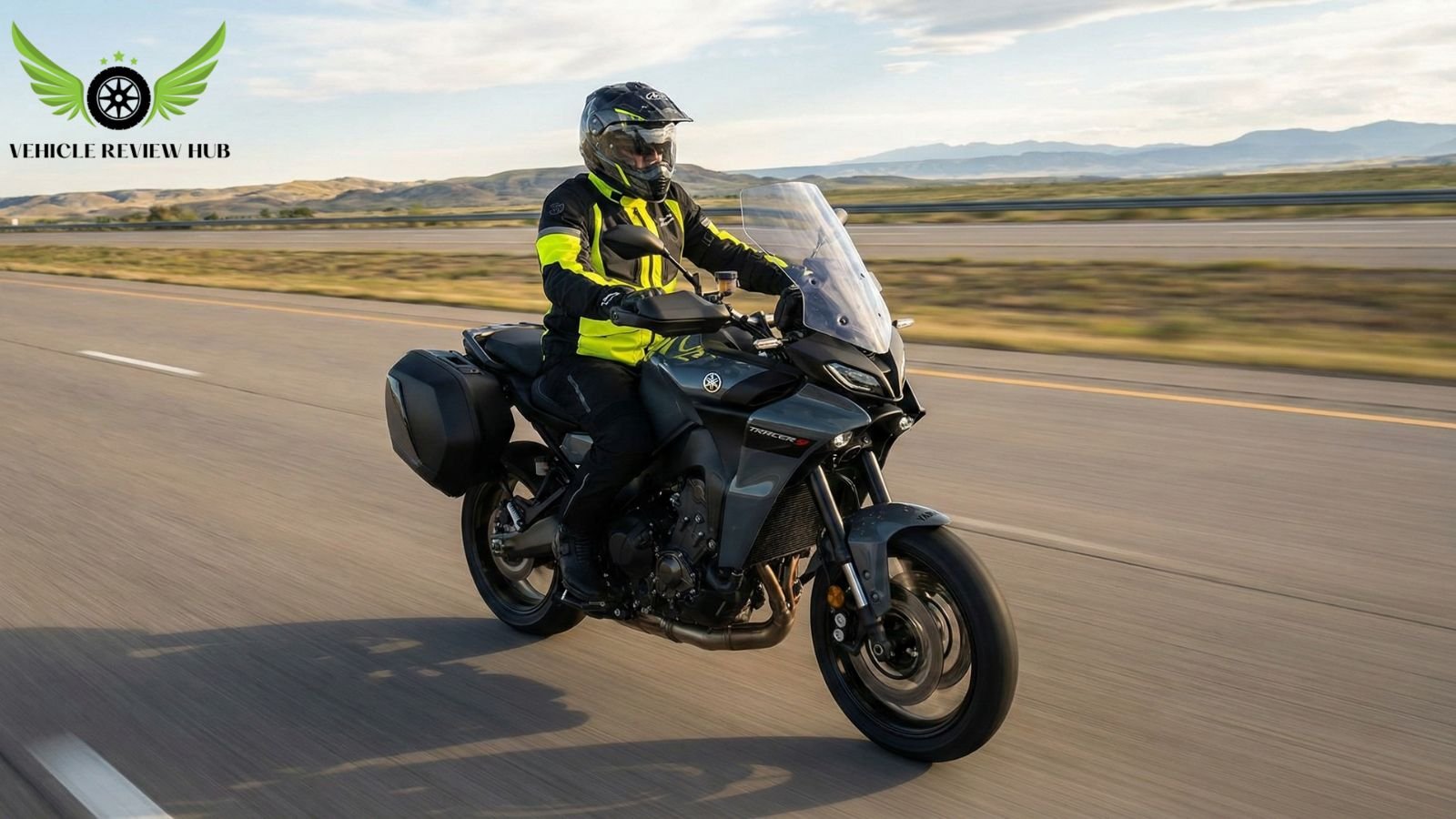 Yamaha Tracer 9 GT sport-touring motorcycle on a US highway during long-distance riding