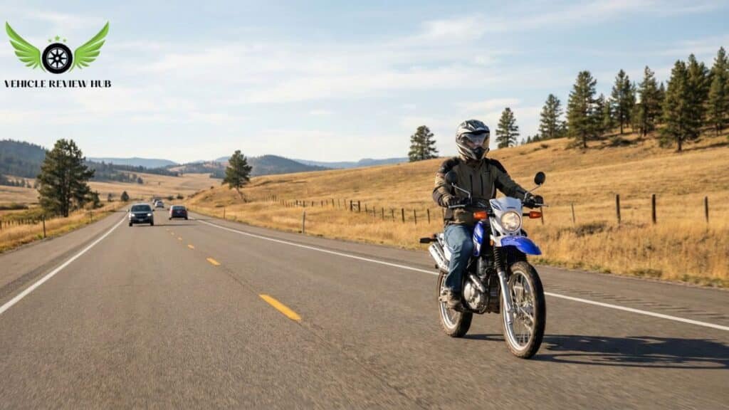 Yamaha XT250 riding on highway roads in the USA