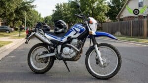 Yamaha XT250 dual sport motorcycle parked outdoors in the USA