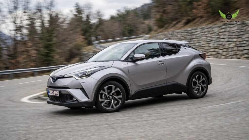 Toyota C-HR cornering on road showing handling and stability