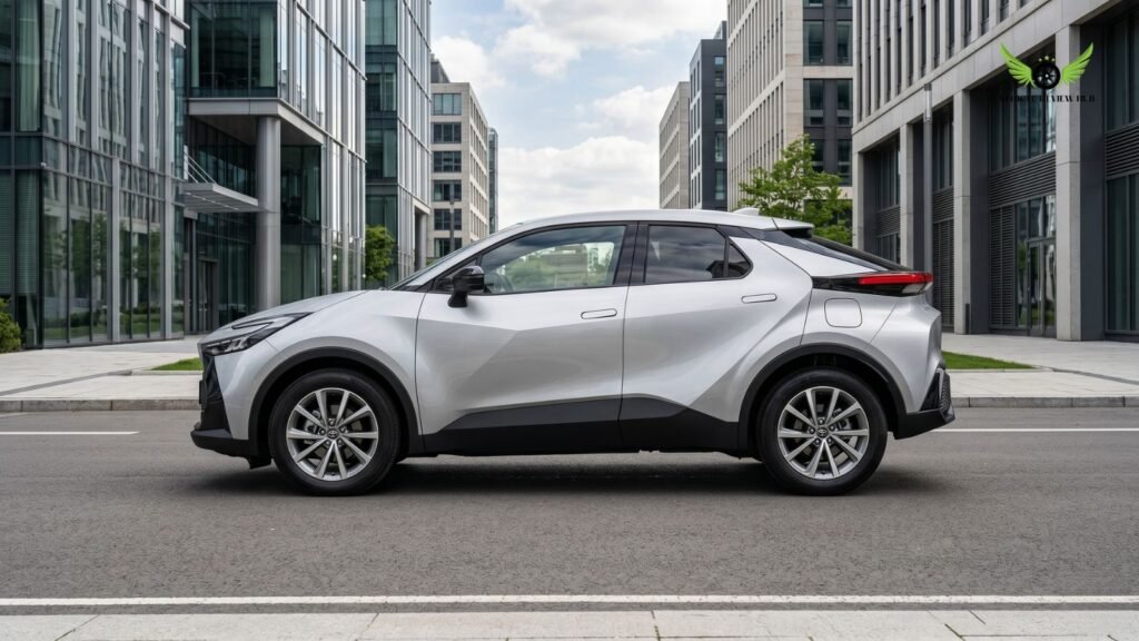 Toyota C-HR side profile showing coupe style SUV design and compact shape