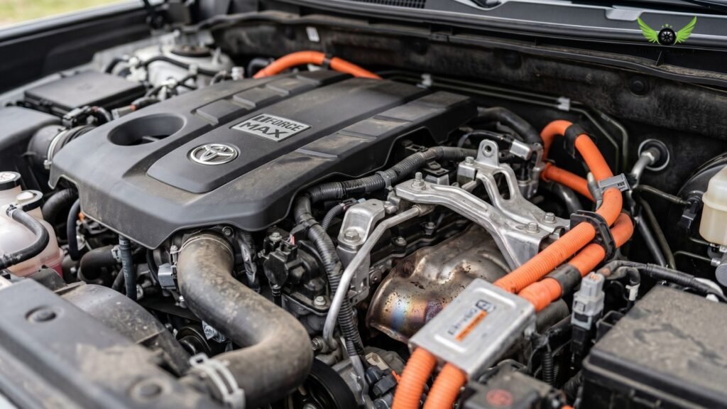 Toyota Sequoia i-FORCE MAX hybrid engine performance close view