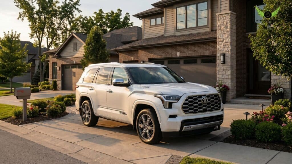 Toyota Sequoia parked in driveway showing real life usage