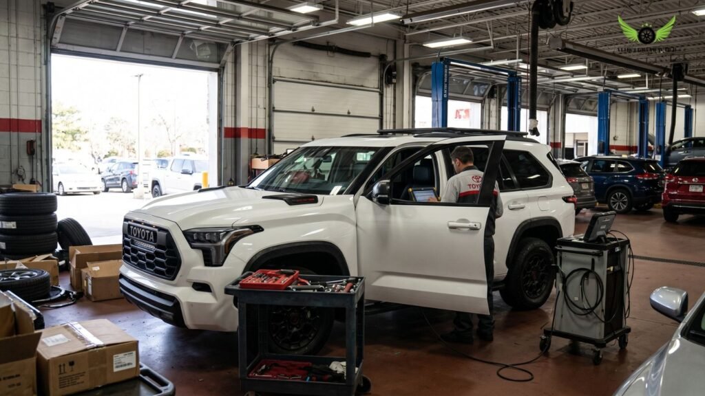 Toyota Sequoia warranty service inspection at dealership