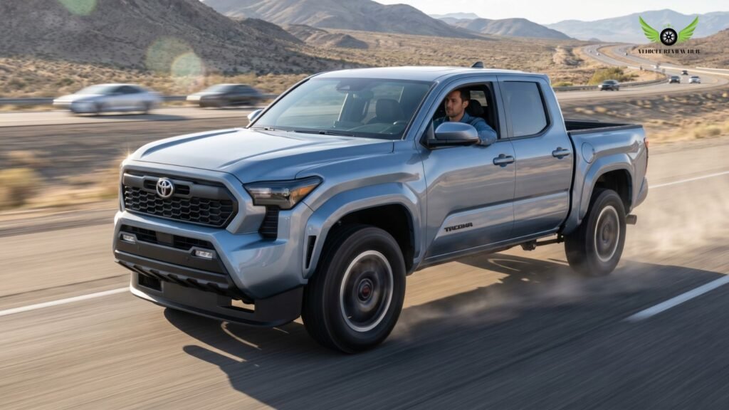 Toyota Tacoma accelerating on highway showing real driving performance