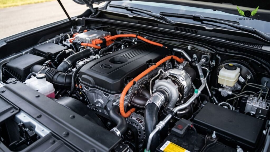 Toyota Tacoma turbo engine with hybrid i force max system detailed view