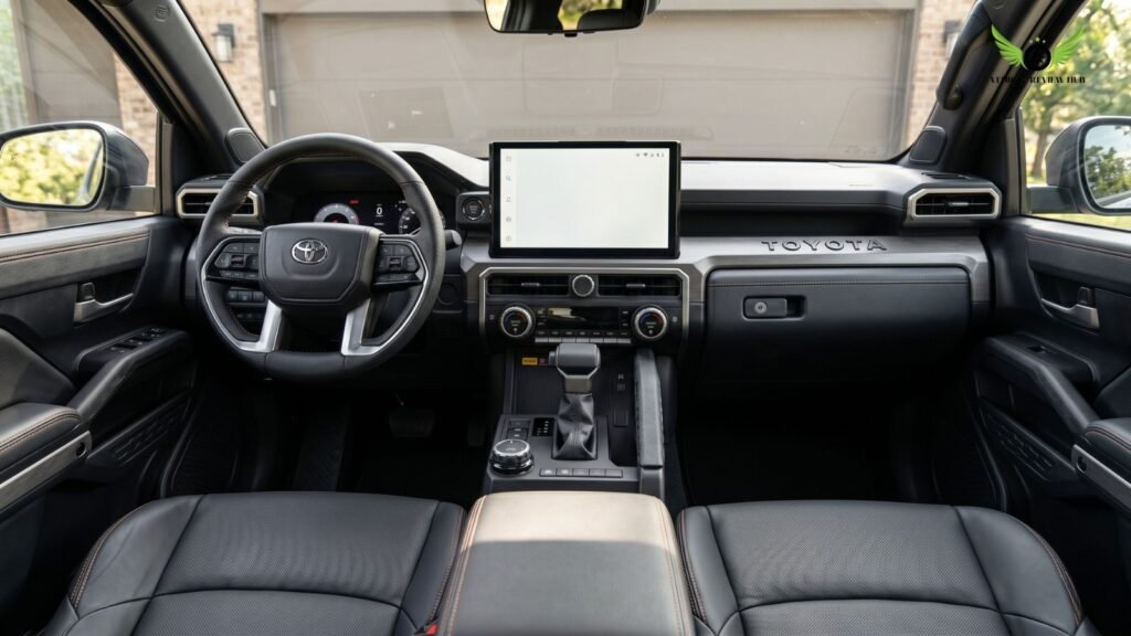 Toyota Tacoma interior showing steering wheel dashboard and cabin experience
