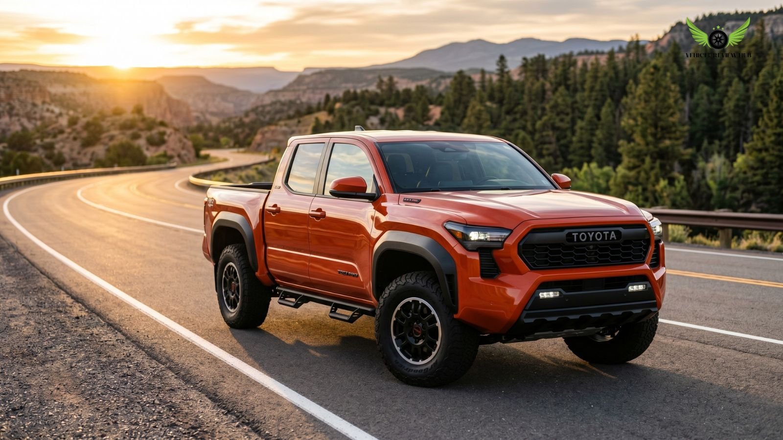 Toyota Tacoma front view on highway showing performance and road presence