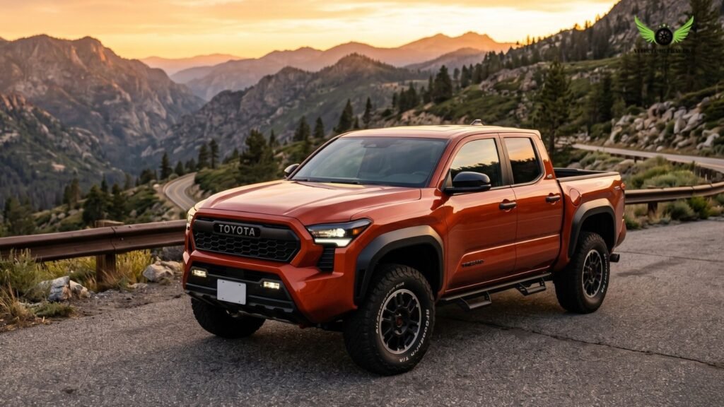 Toyota Tacoma parked in scenic location showing overall performance and efficiency