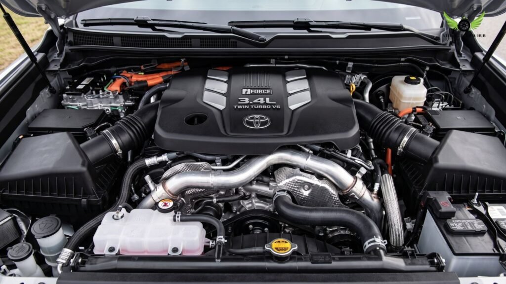 Toyota Tundra twin turbo V6 engine bay close up