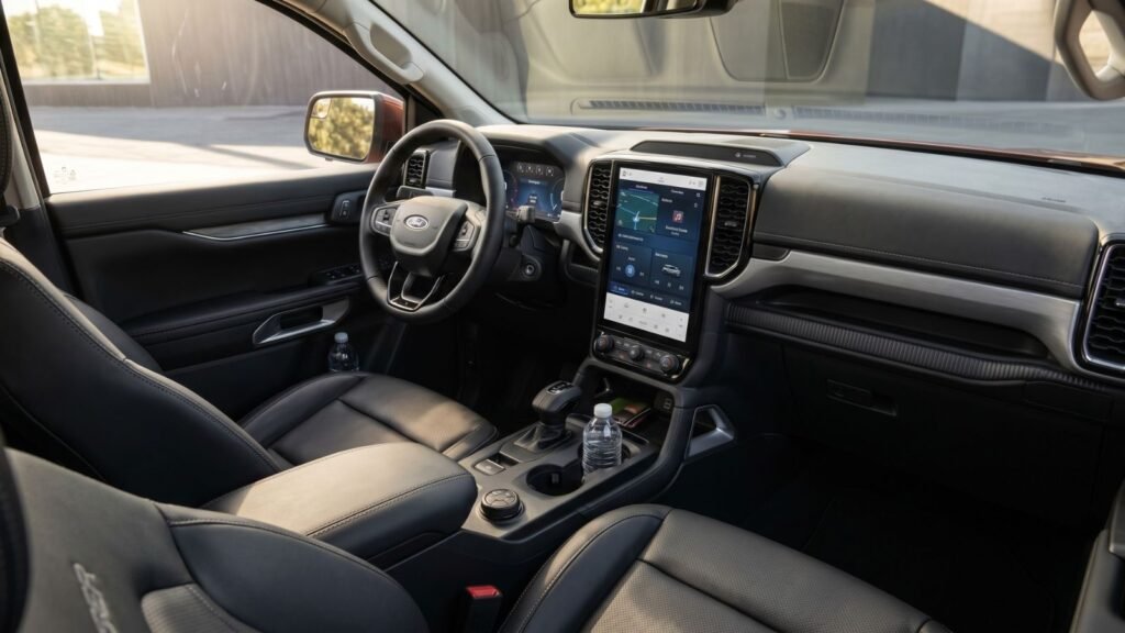 2026 Ford Ranger dashboard with large touchscreen and modern interior