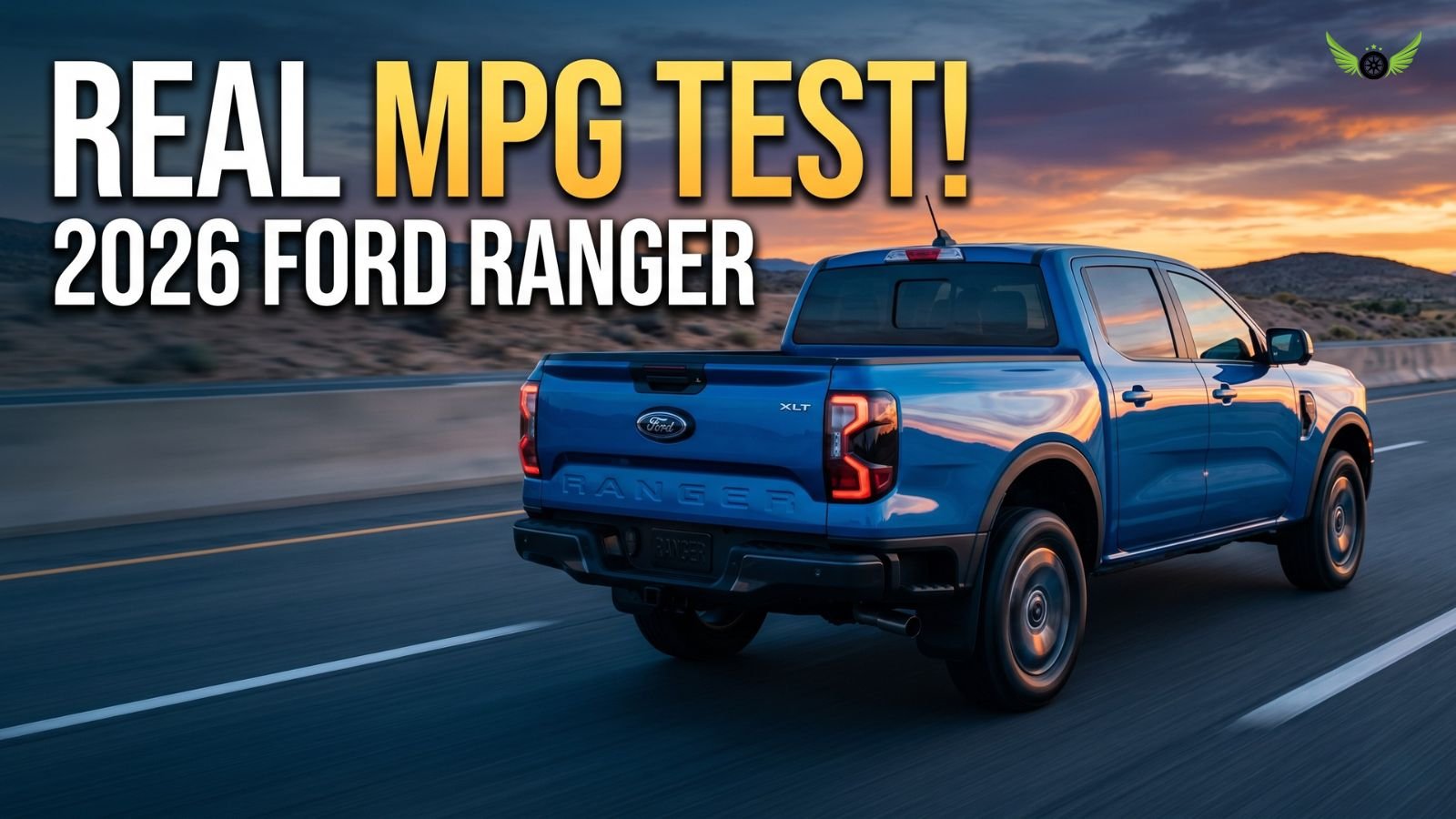 2026 Ford Ranger driving on an American highway during sunset