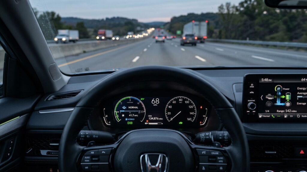 High mileage dashboard display inside the 2026 Honda Accord Hybrid