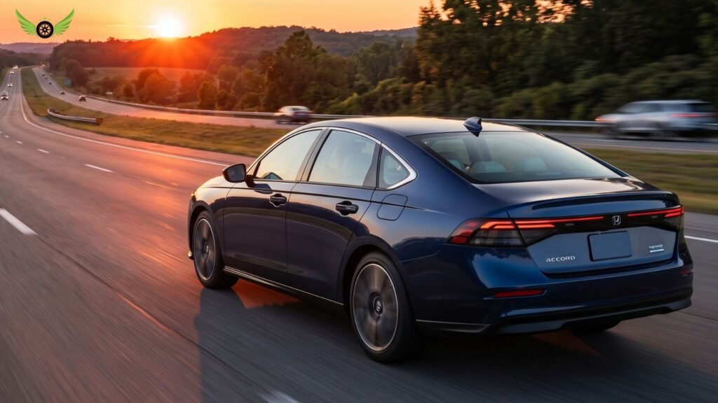 2026 Honda Accord Hybrid cruising on an American interstate highway