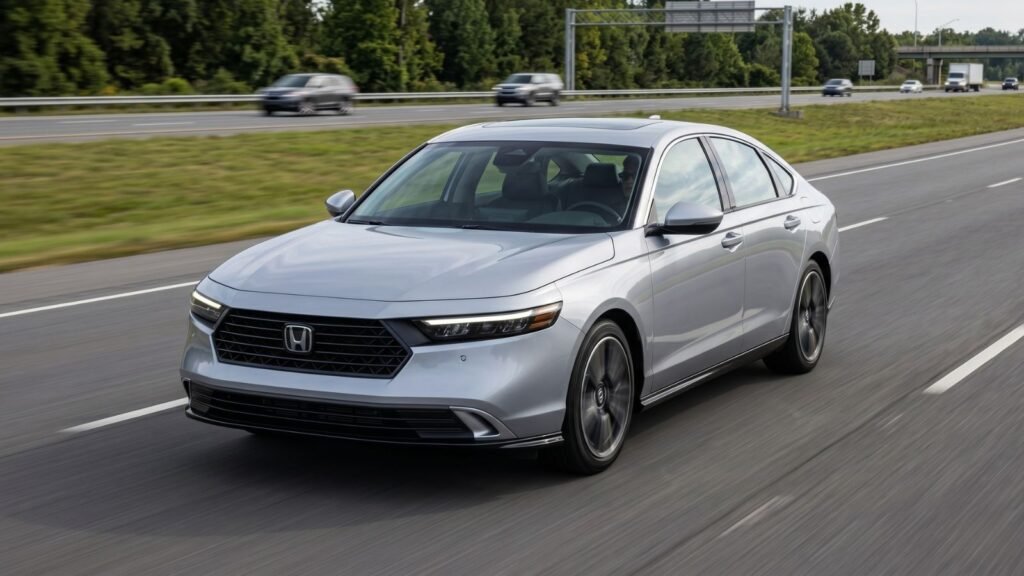 2026 Honda Accord Hybrid driving on an American highway