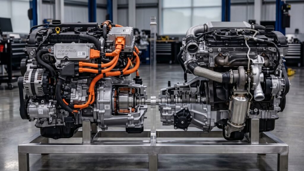 Detailed engine bay of the 2026 Ford Maverick Hybrid and EcoBoost models