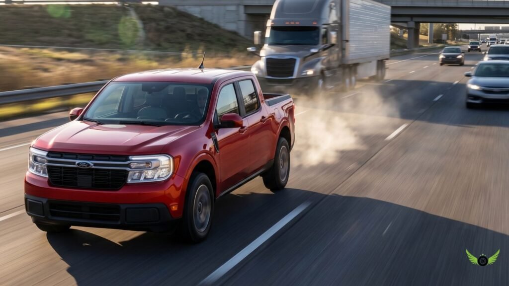 Ford Maverick EcoBoost overtaking vehicles on an American highway