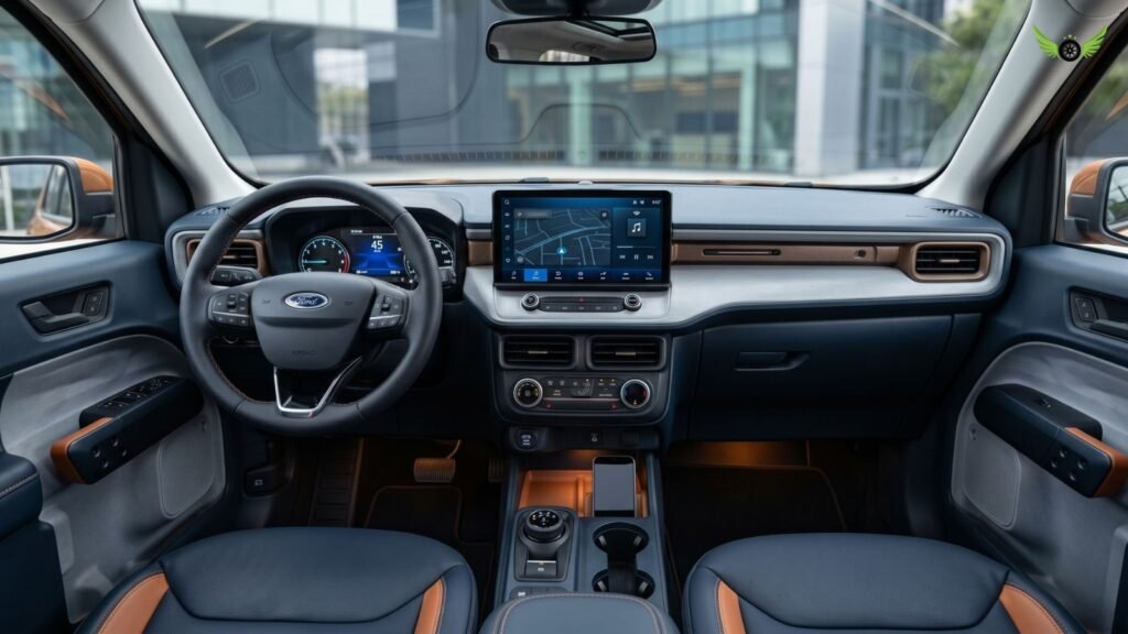 Ford Maverick interior dashboard with touchscreen infotainment system