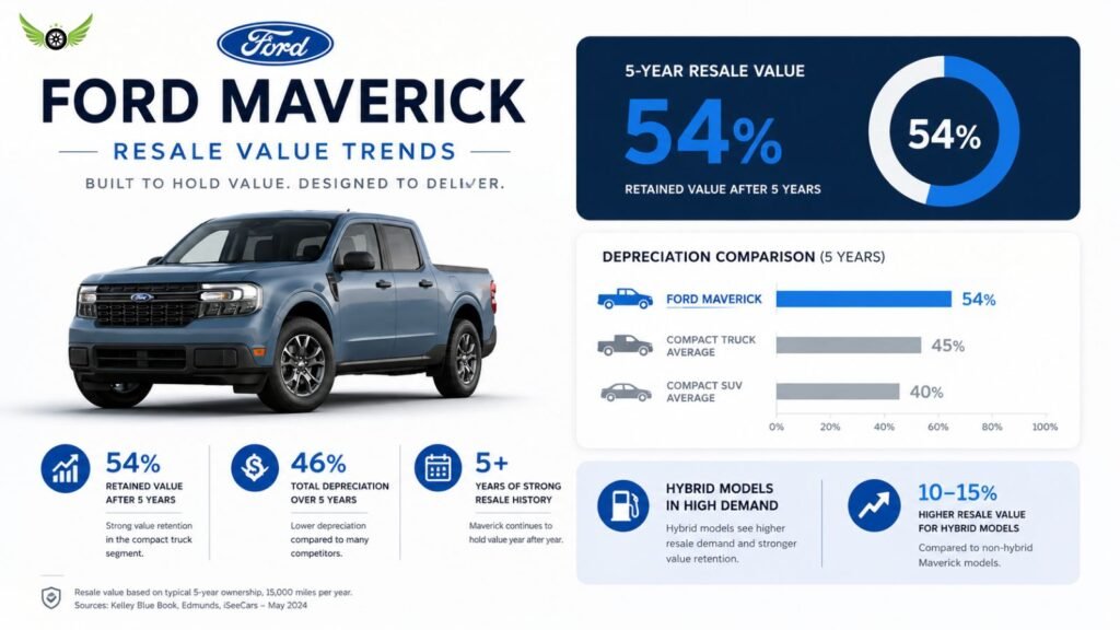 Ford Maverick resale value infographic showing depreciation trends