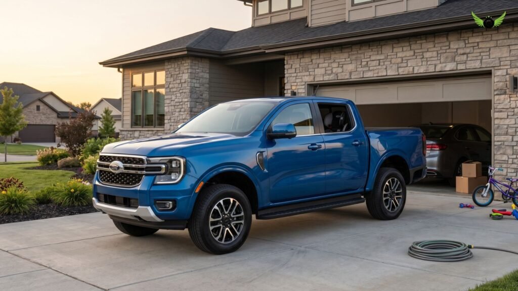 Ford Ranger parked at a suburban American home driveway