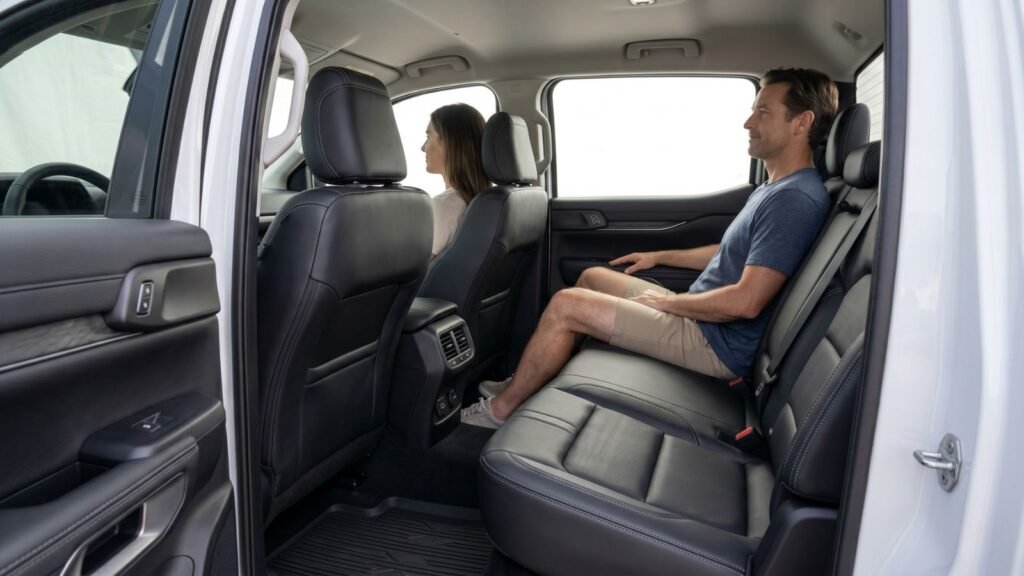 Rear passenger seating area inside the Ford Ranger cabin