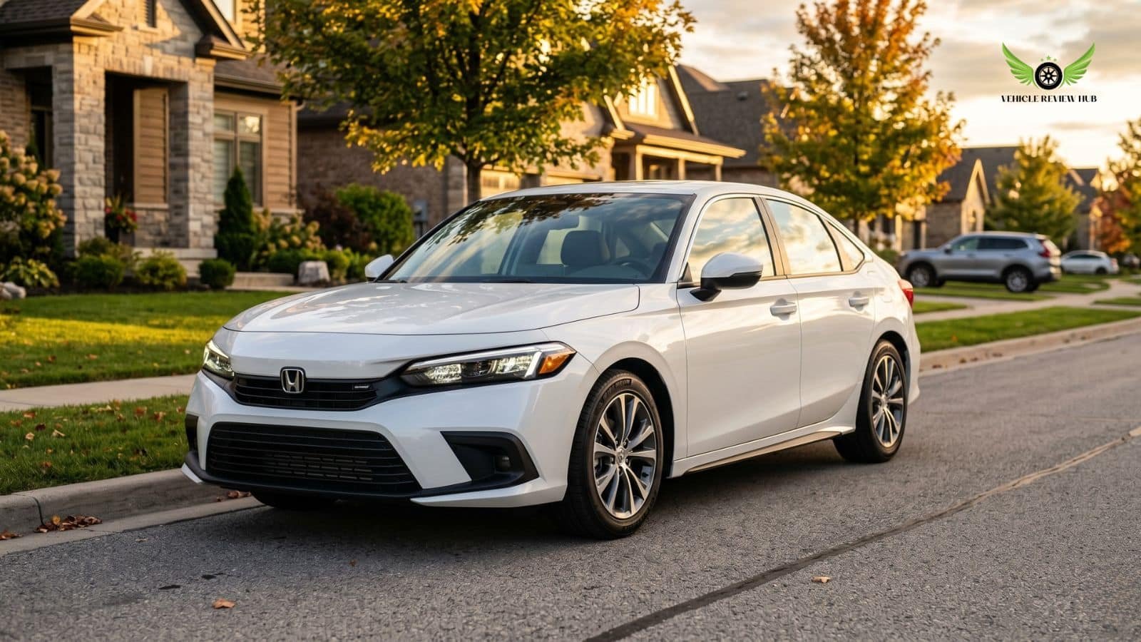 2026 Honda Civic Sedan Hybrid parked on a modern American suburban street