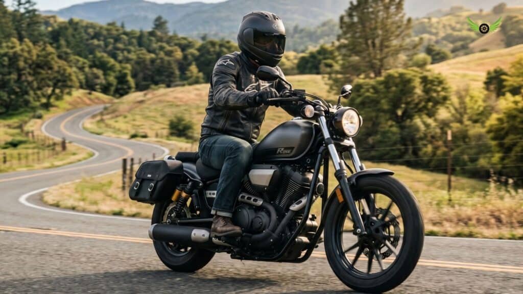 Yamaha Bolt R-Spec rider enjoying a scenic road trip in the USA