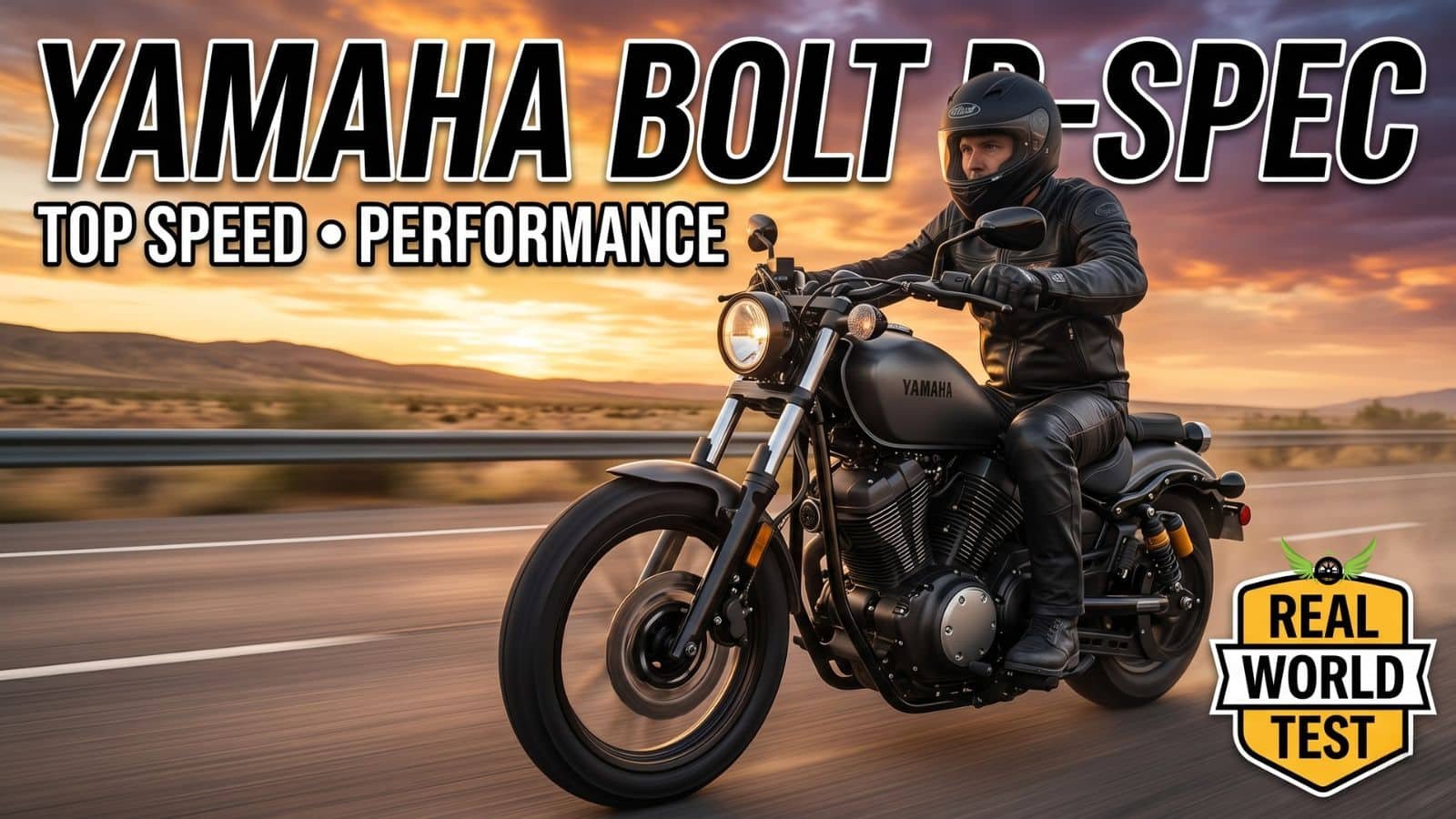 Yamaha Bolt R-Spec riding at highway speed on an American road