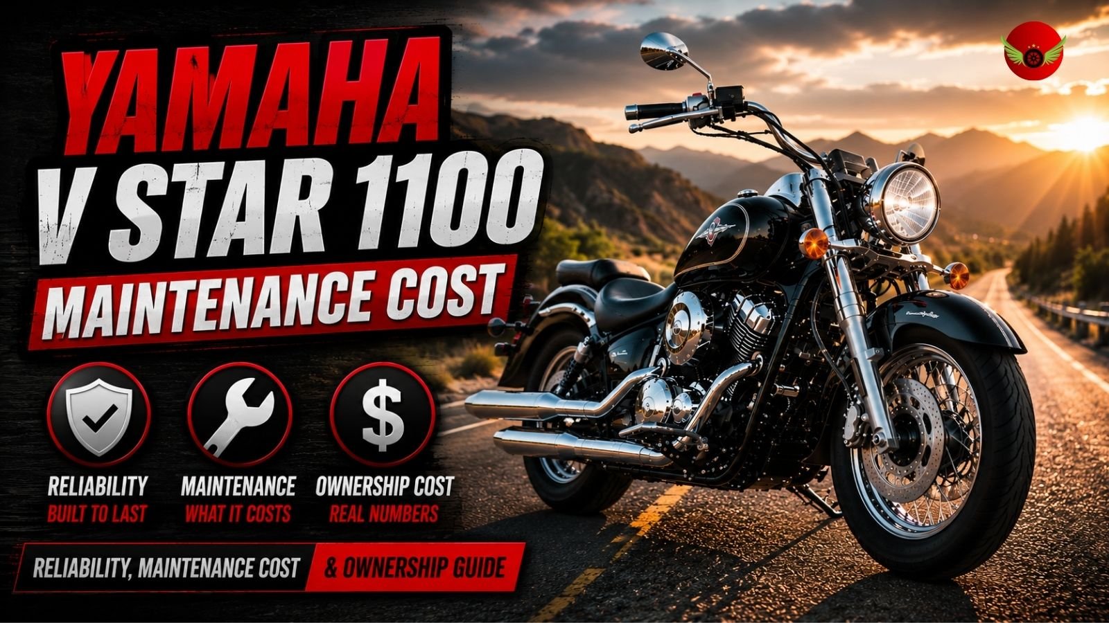 Yamaha V Star 1100 parked on an American highway highlighting reliability, maintenance cost, and ownership guide.