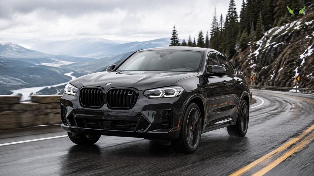 2025 BMW X4 driving on a winding road demonstrating xDrive AWD performance