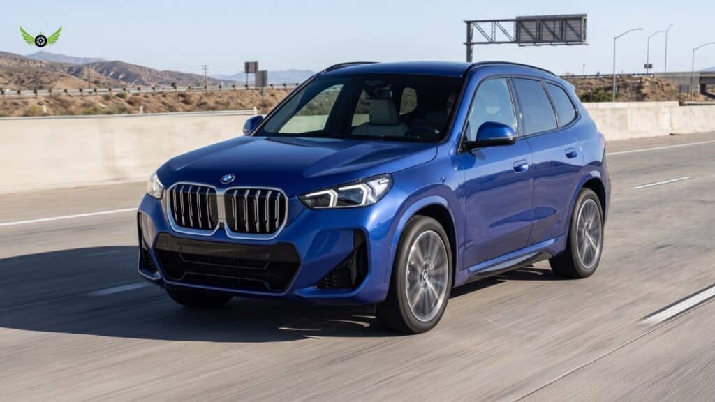 2026 BMW X1 driving on an American highway during daylight.