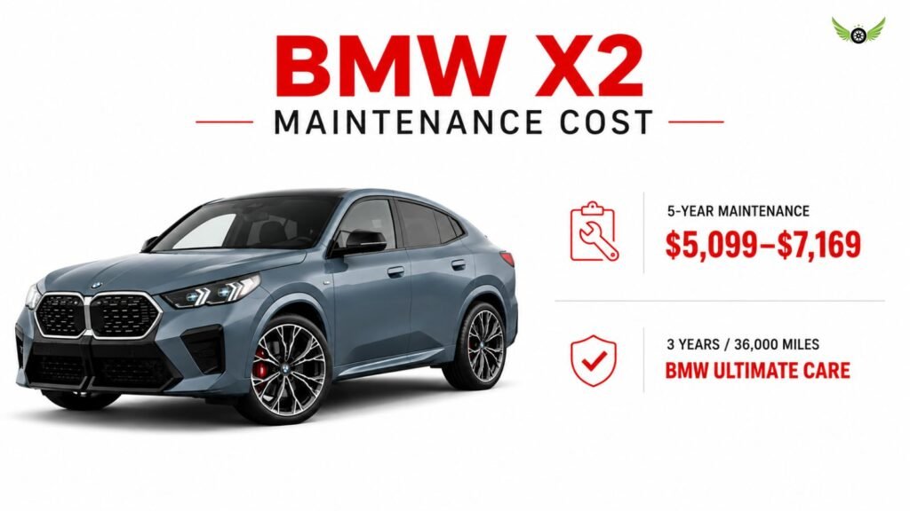 2026 BMW X2 maintenance cost infographic showing ownership service estimates
