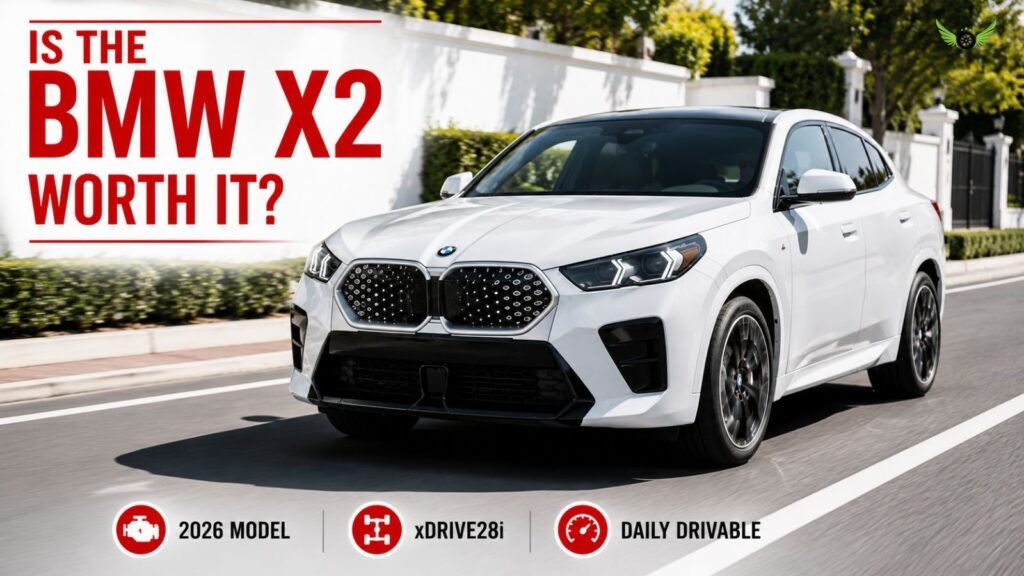 2026 BMW X2 driving on a U.S. road for ownership verdict
