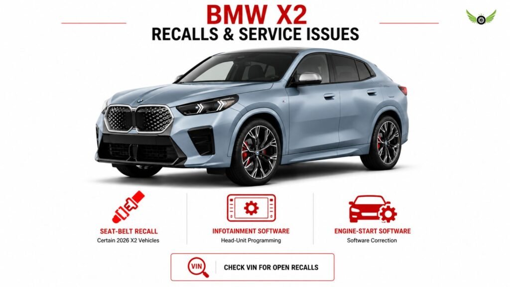 2026 BMW X2 recalls and technical service bulletins infographic