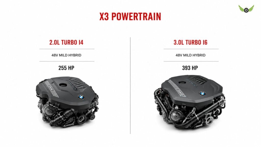 BMW X3 2.0L turbo four-cylinder and 3.0L inline-six mild hybrid comparison