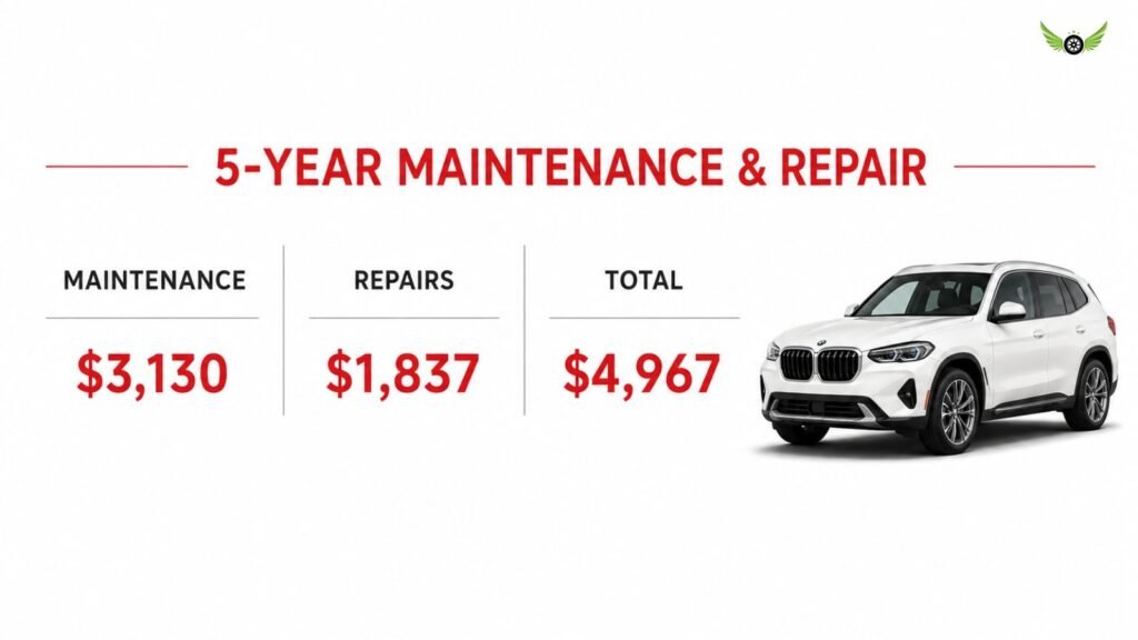 2026 BMW X3 five-year maintenance and repair cost infographic
