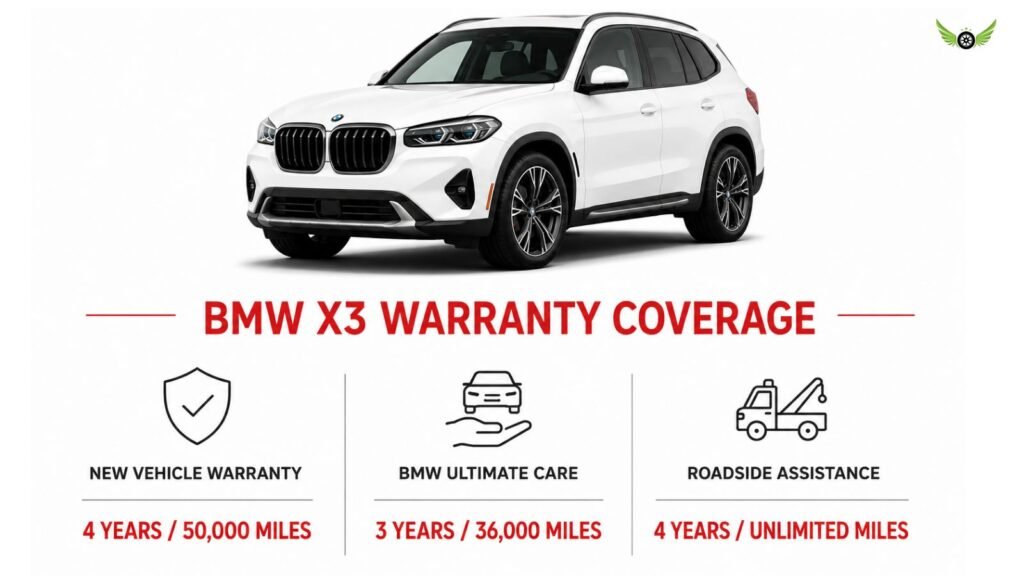 2026 BMW X3 factory warranty and BMW Ultimate Care coverage infographic
