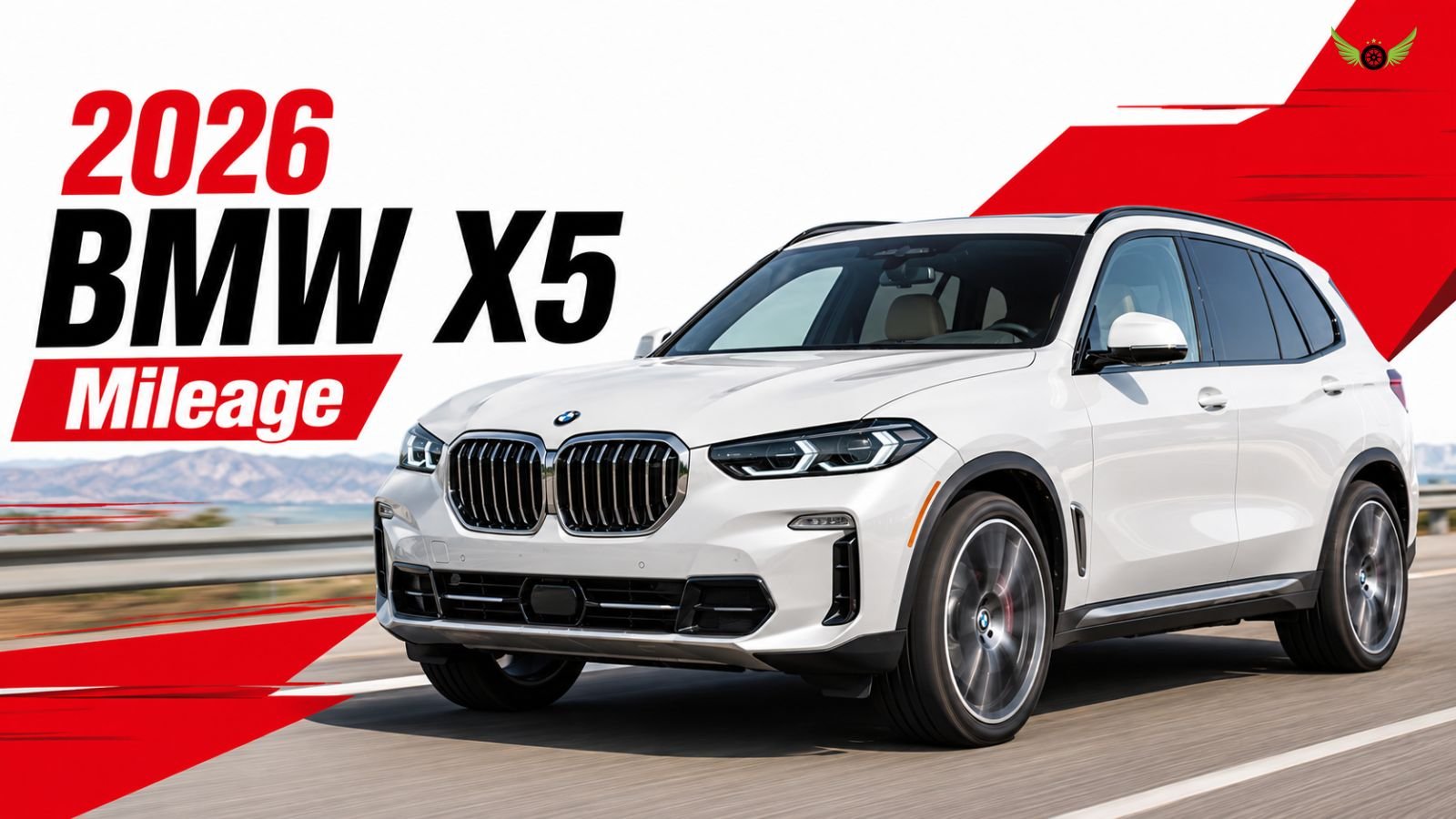 2026 BMW X5 driving on an American road for a mileage and performance review